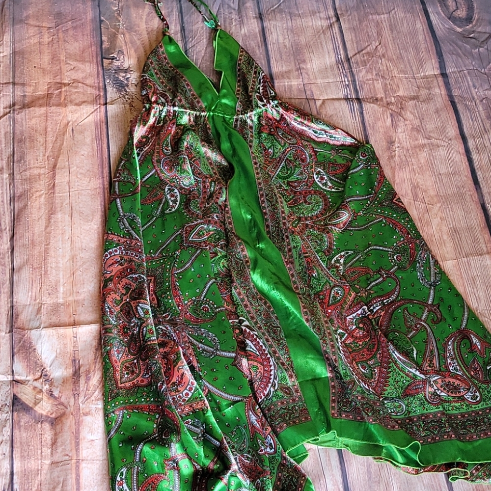 Handmade green silk dress